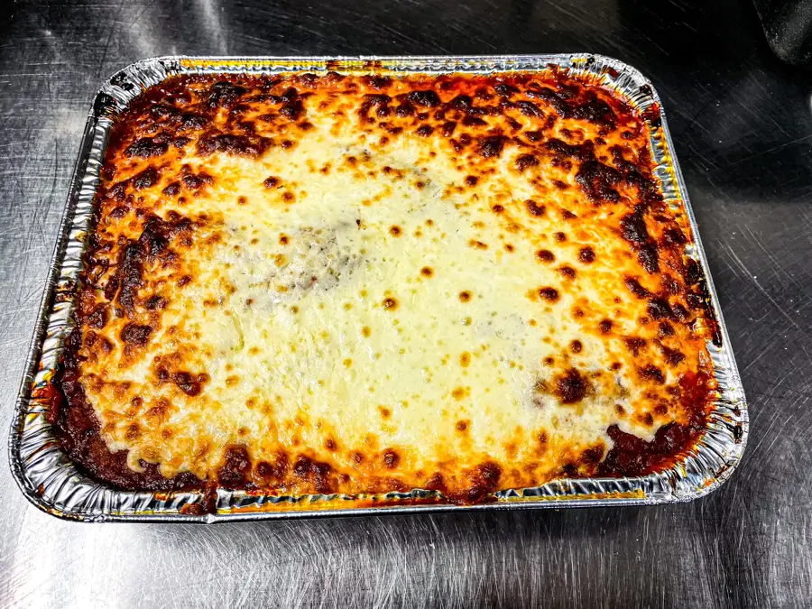 Baked lasagna for a catering order. 