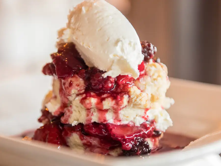 Fresh berry dessert at John's cafe. 
